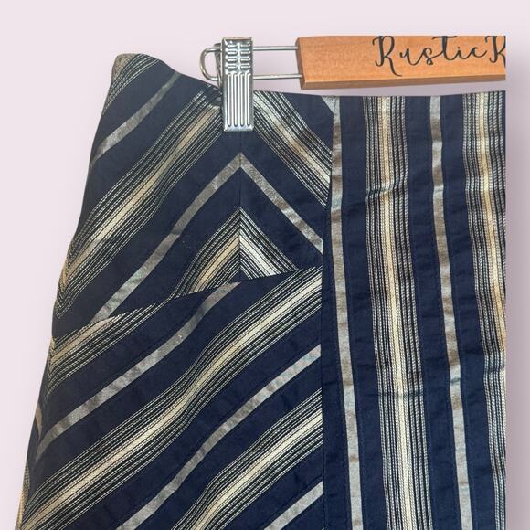 Ann Taylor LOFT Navy & Metallic A-Line Skirt Size 12 Lightweight Summer Chic - Picture 5 of 8